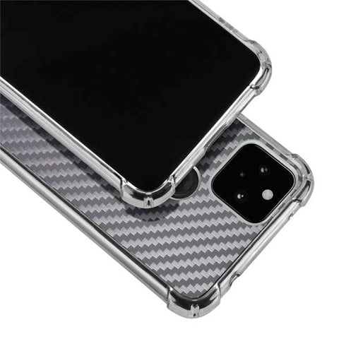 Silver Carbon Fiber Specialty Texture Material Google Pixel 5 Clear Case